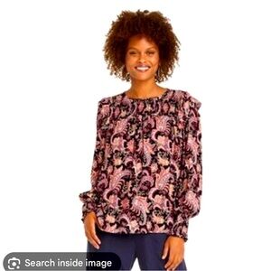 NWT Knox Rose, long sleeve, smocked blouse, medium